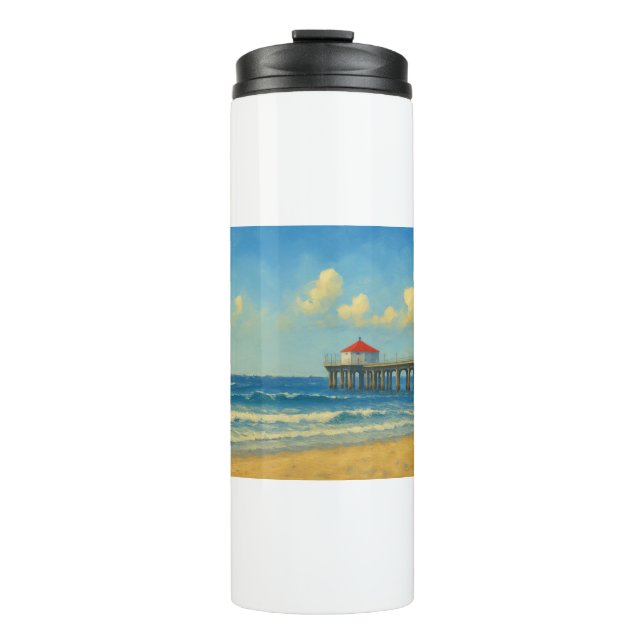 Termo Pier de Manhattan Beach con techo rojo (Anverso)
