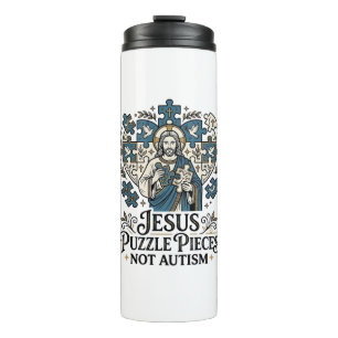Termo Piezas del rompecabezas de Jesús no autismo Piezas