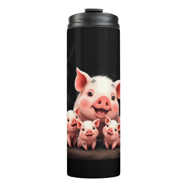 Termo Pig Artwork – Mother Pig & Piglets (Anverso)