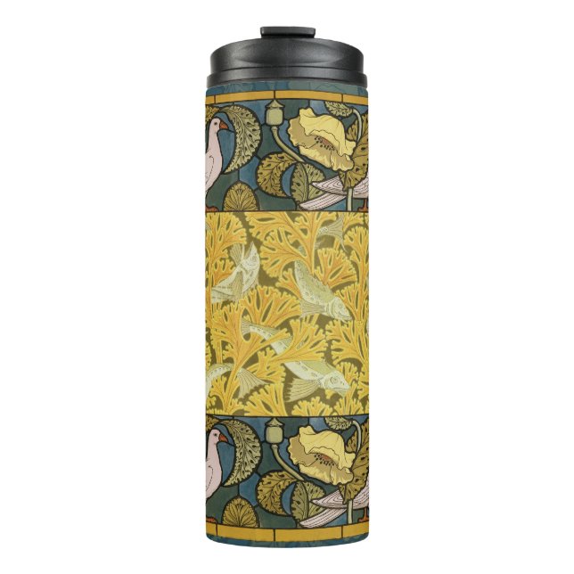 Termo Pigeon Blue Yellow Fish Art Nouveau (Anverso)