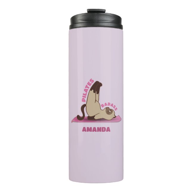 Termo Pilates Badass Workout Kitty Cat Travel Mug (Anverso)