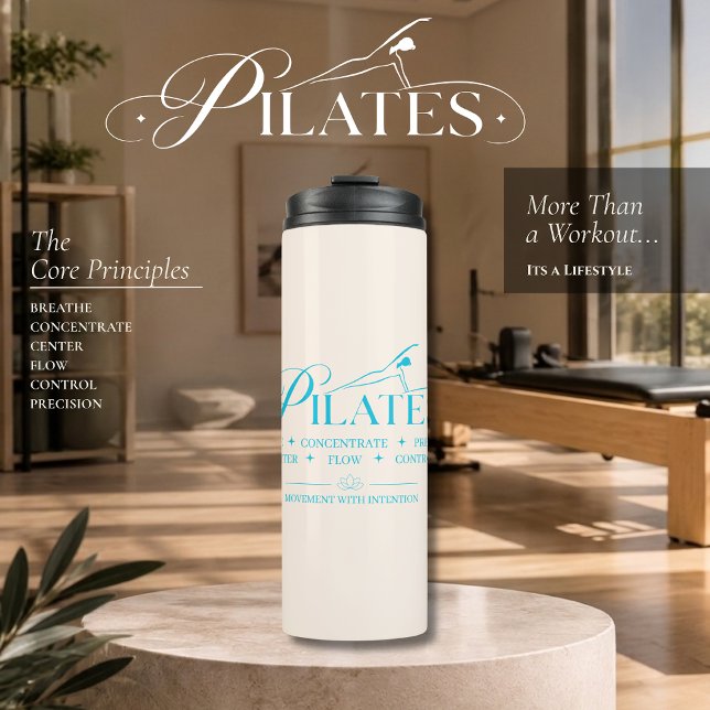 Termo Pilates de Lujo | Los Principios Básicos Azul (Luxury Pilates _ The Core Principles Blue Thermal Tumbler )