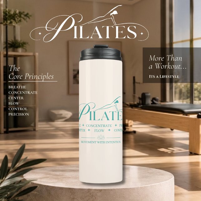 Termo Pilates de Lujo | Los Principios Básicos Green (Luxury Pilates _ The Core Principles Green Thermal Tumbler )
