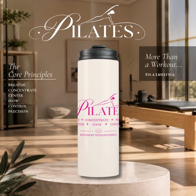 Termo Pilates de Lujo | Los Principios Básicos Rosa (Luxury Pilates The Core Principles Pink Thermal Tumbler )