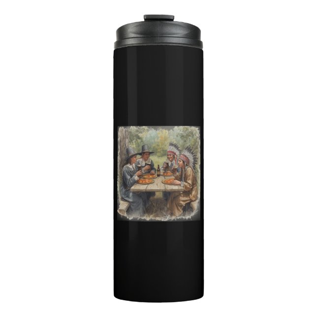 Termo Pilgrims and Indians Pepperoni Pizza Dark Beer (Anverso)