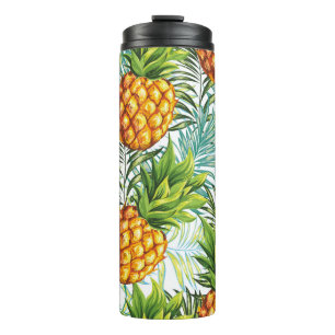 Termo Piña. Patrón sin foco. Patrulla floral vintage