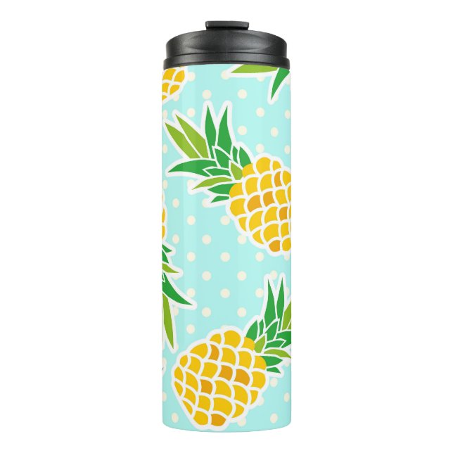 Termo Piñas Exóticas: Polka Azul-Dot Diversión. (Anverso)