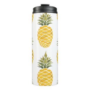 Termo Piñas Pintadas A Mano: Acuarela Seamless.