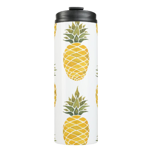 Termo Piñas Pintadas A Mano: Acuarela Seamless. (Anverso)