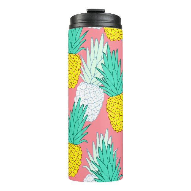 Termo Piñas Tropicales: Moda Personalizado Roja. (Anverso)