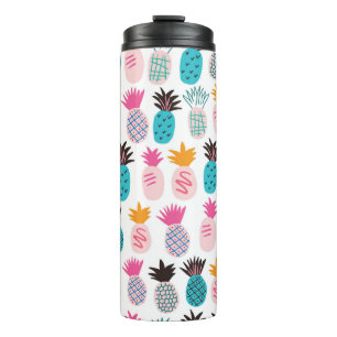 Termo Piñas y hojas abstractas de color minimalista