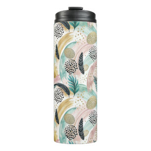 Termo Pincel botánico artístico y resumen de oro