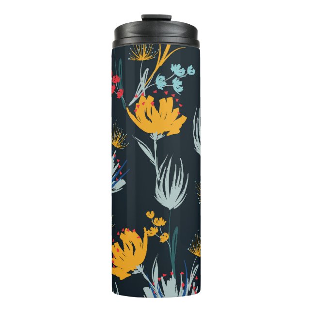 Termo Pincel floral de contraste: negro sin foco (Anverso)