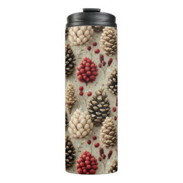 Termo Pineconas de invierno y Berries rojas