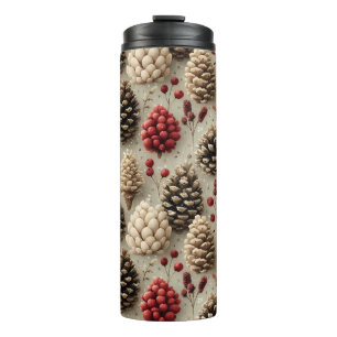 Termo Pineconas de invierno y Berries rojas