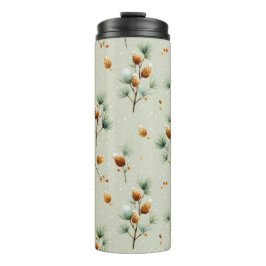 Termo Pinecones de invierno y ramas de nieve