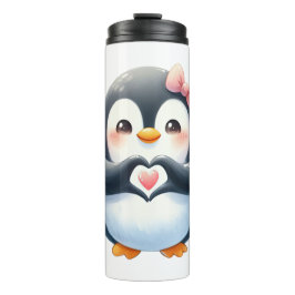 Termo Pingüino Adorable Enviando un Corazón -