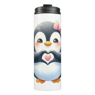 Termo Pingüino Adorable Enviando un Corazón -