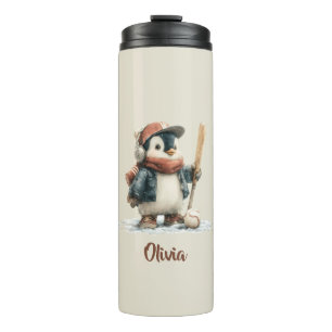 Termo Pingüino de béisbol personalizado de invierno para