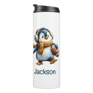 Termo Pingüino de fútbol de invierno personalizado para 