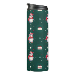 Termo Pingüino Santa Verde Feliz Feliz Regalo de Navidad