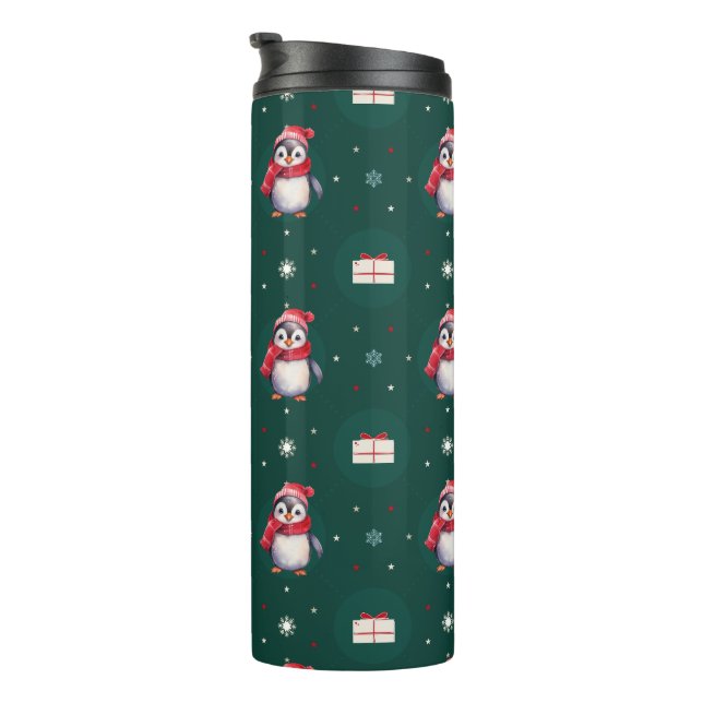 Termo Pingüino Santa Verde Feliz Feliz Regalo de Navidad (Rotado hacia la derecha)