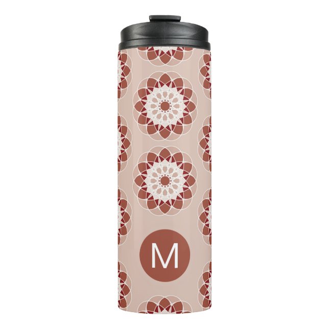 Termo Pink Burgundy Floral Mandala Pattern Monogram (Anverso)