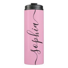 Termo Pink Chic Script Custom Name Thermal Tumbler