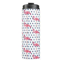 Termo Pink Flamingo Bird Dot Pattern Thermal Tumbler