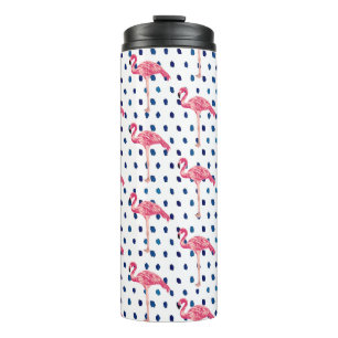 Termo Pink Flamingo Bird Dot Pattern Thermal Tumbler