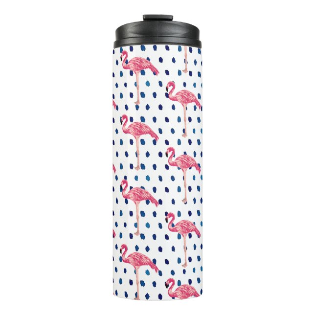 Termo Pink Flamingo Bird Dot Pattern Thermal Tumbler (Anverso)