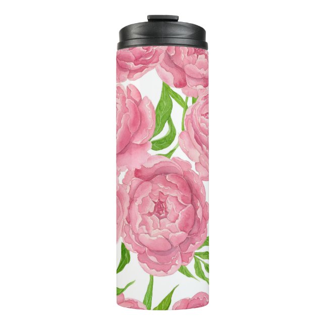 Termo Pink peonies acuarela (Anverso)