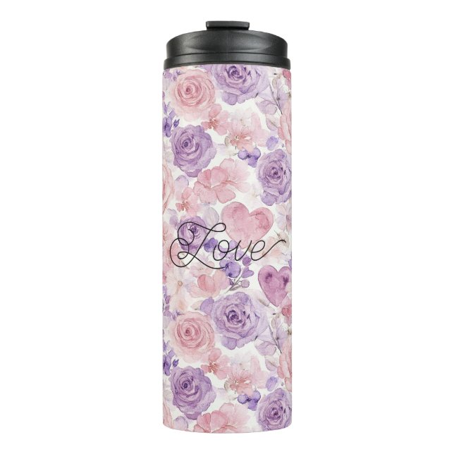 Termo Pink Purple Blush Flowers Hearts (Anverso)