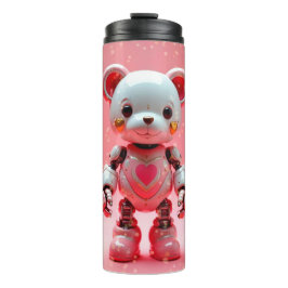 Termo Pink Robot Teddy Bear Valentine's Tumbler