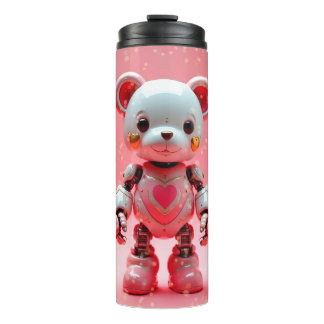 Termo Pink Robot Teddy Bear Valentine's Tumbler