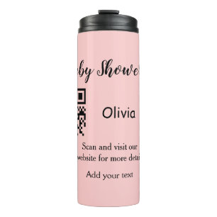 Termo Pink simple baby ducha q r código añadir el texto