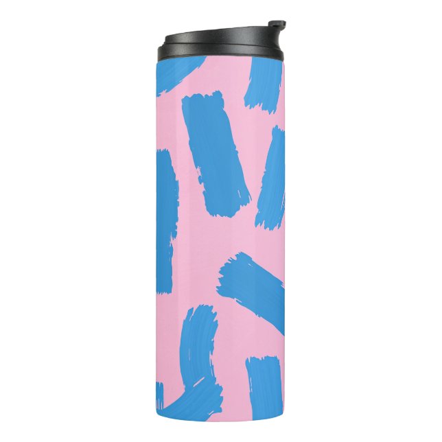 Termo Pink with Blue Brushstroke Pattern (Rotado hacia la izquierda)