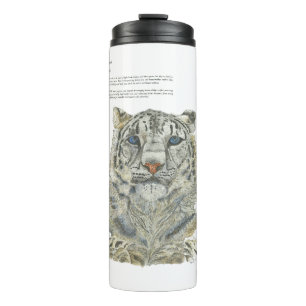 Termo Pintada mano de leopardo de la nieve en peligro