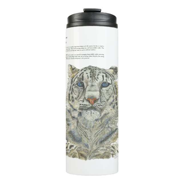Termo Pintada mano de leopardo de la nieve en peligro (Anverso)