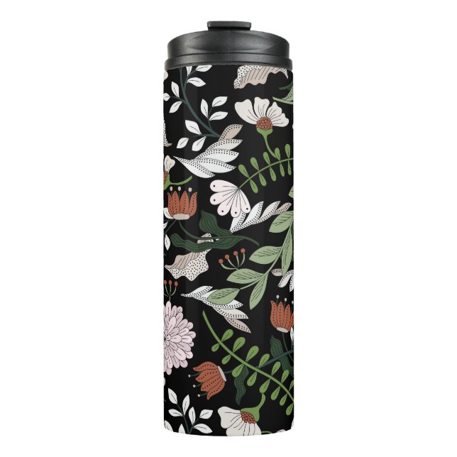 Termo Pintado de flores antiguas de grabado (Anverso)