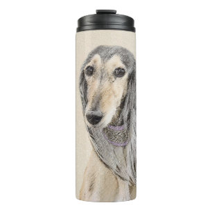 Termo Pintado Saluki (Amanecer) - Arte Perro Original Cu
