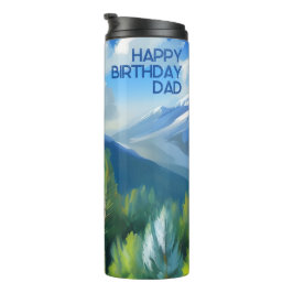 Termo Pintando la escena de la montaña papá de cumpleaño