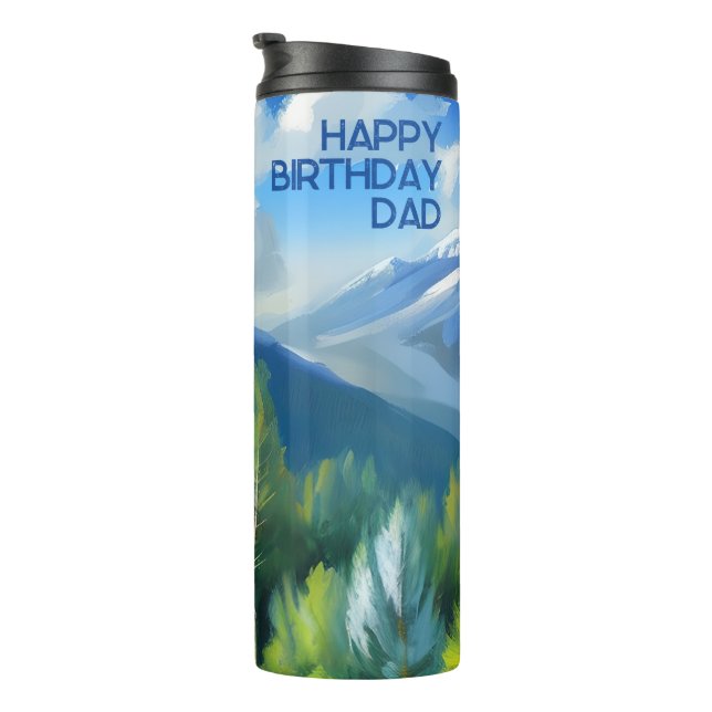 Termo Pintando la escena de la montaña papá de cumpleaño (Rotado hacia la derecha)