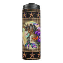 Pintar caballo Mustang con iris y mariposas