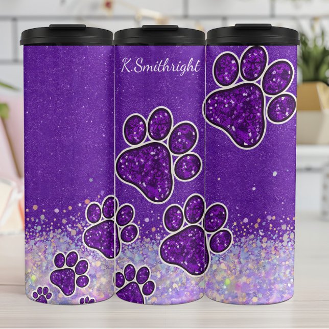 Termo Pintas de pata de perro de Purpurina púrpura (Subido por el creador)