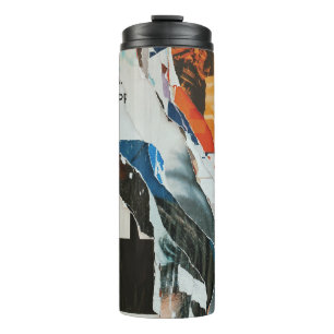 Termo Pintura abstracta en blanco negro y naranja