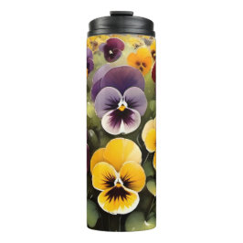 Termo Pintura acuarela de tonos amarillos y morados