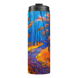 Termo pintura al óleo que muestra el hermoso bosque de
