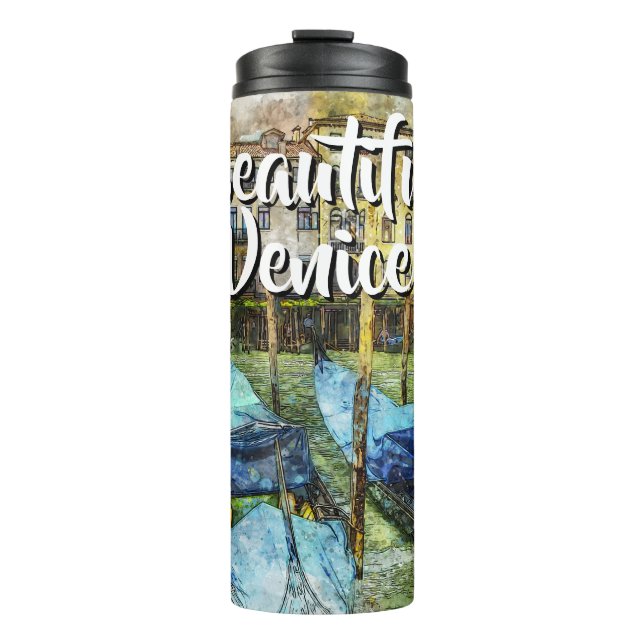 Termo Pintura Colorida de Gondolas de Venecia (Anverso)
