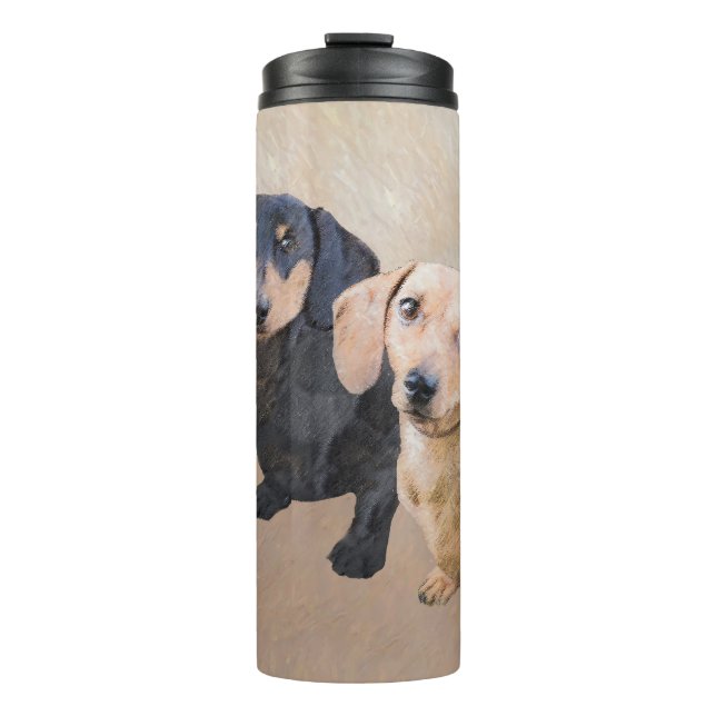 Termo Pintura Dachshund (suave) - Arte Perro Original (Anverso)
